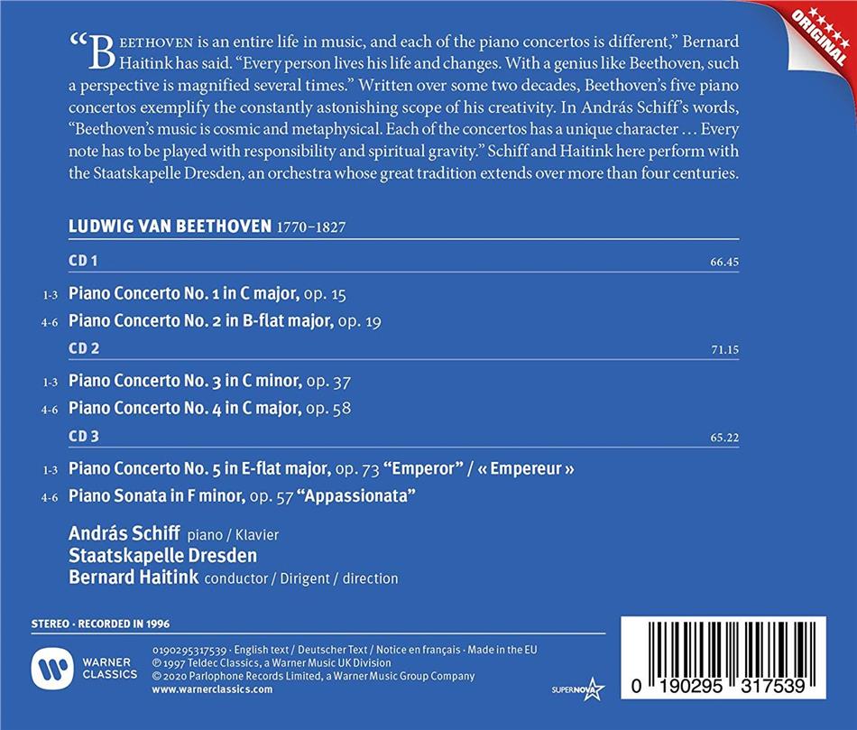 András Schiff, Staatskapelle Dresden, Bernard Haitink: Beethoven, Klavier Konzerte & Sonata Appassionata