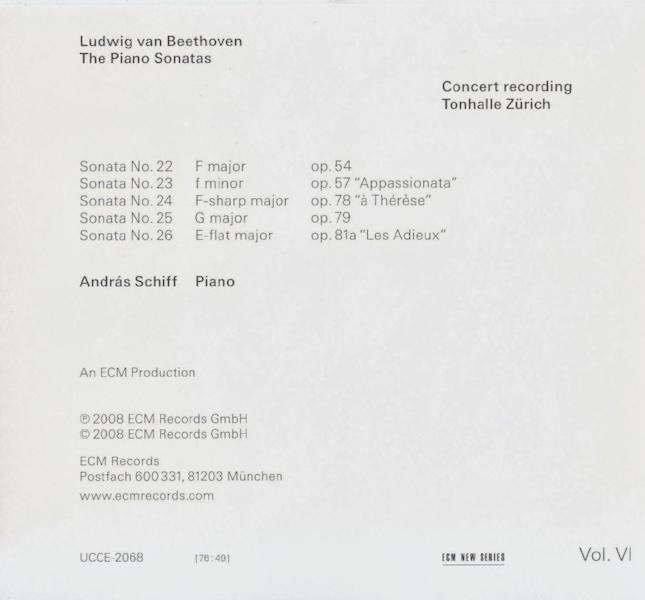 András Schiff: Beethoven, Klaviersonaten Vol. VI